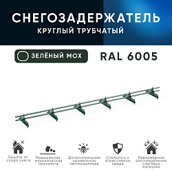 Снегозадержатель ОЦ РПМ-25-1-2-(1000мм(2 опоры)х3)